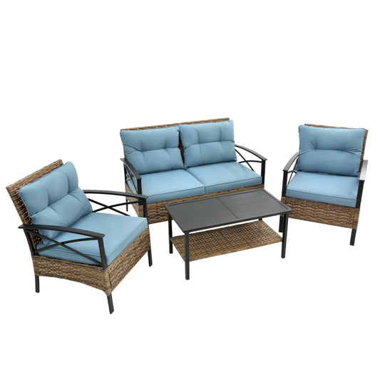 Rattan Wicker Outdoor Sofa Set