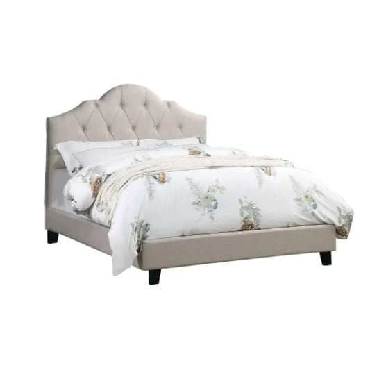 Contemporary Light Brown Tufted Bed