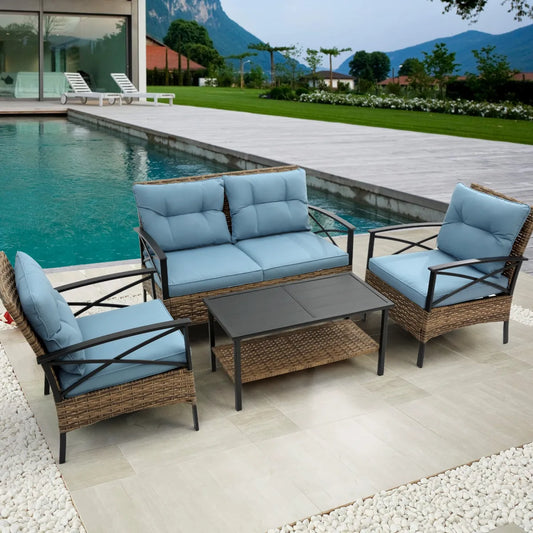 Rattan Wicker Outdoor Sofa Set